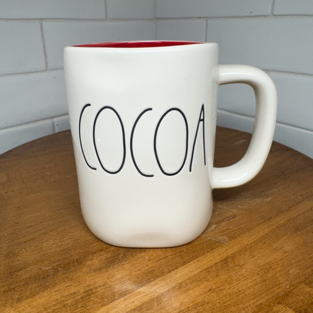 Rae Dunn Cocoa Mug Artisan Collection By Magenta White Red Inside 216. Coffee
